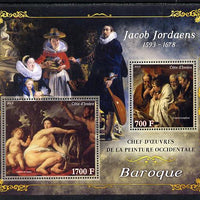 Ivory Coast 2013 Art Masterpieces from the Western World - Baroque Period - Jacob Jordaens perf sheetlet containing 2 values unmounted mint