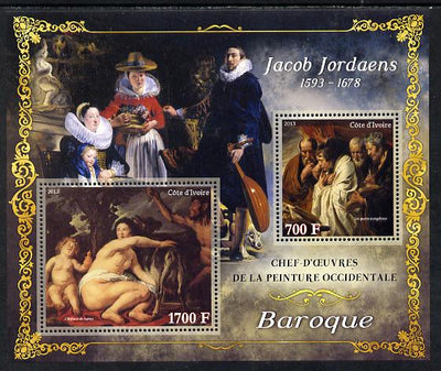 Ivory Coast 2013 Art Masterpieces from the Western World - Baroque Period - Jacob Jordaens perf sheetlet containing 2 values unmounted mint