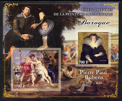 Ivory Coast 2013 Art Masterpieces from the Western World - Baroque Period - Peter Paul Rubens imperf sheetlet containing 2 values unmounted mint
