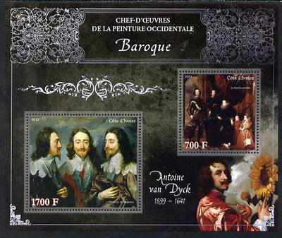 Ivory Coast 2013 Art Masterpieces from the Western World - Baroque Period - Anthony Van Dyck perf sheetlet containing 2 values unmounted mint