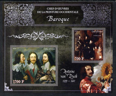 Ivory Coast 2013 Art Masterpieces from the Western World - Baroque Period - Anthony Van Dyck imperf sheetlet containing 2 values unmounted mint