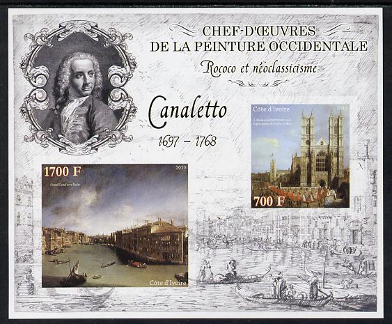 Ivory Coast 2013 Art Masterpieces from the Western World - Rococo & Neoclassicism - Canaletto imperf sheetlet containing 2 values unmounted mint