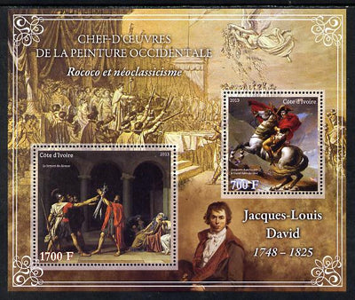 Ivory Coast 2013 Art Masterpieces from the Western World - Rococo & Neoclassicism - Jacques-Louis David perf sheetlet containing 2 values unmounted mint