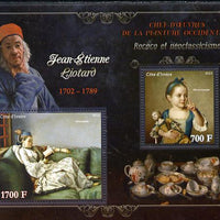 Ivory Coast 2013 Art Masterpieces from the Western World - Rococo & Neoclassicism - Jean-Etienne Liotard perf sheetlet containing 2 values unmounted mint