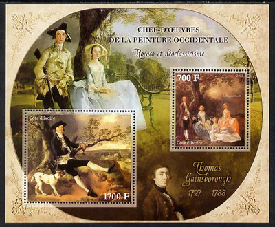 Ivory Coast 2013 Art Masterpieces from the Western World - Rococo & Neoclassicism - Thomas Gainsborough perf sheetlet containing 2 values unmounted mint