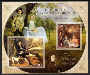 Ivory Coast 2013 Art Masterpieces from the Western World - Rococo & Neoclassicism - Thomas Gainsborough imperf sheetlet containing 2 values unmounted mint