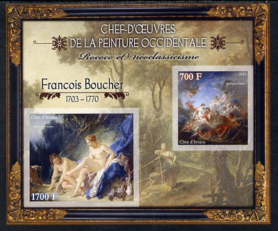 Ivory Coast 2013 Art Masterpieces from the Western World - Rococo & Neoclassicism - Francois Boucher imperf sheetlet containing 2 values unmounted mint
