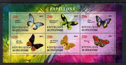 Ivory Coast 2013 Butterflies #4 perf sheetlet containing 6 values unmounted mint