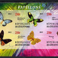 Ivory Coast 2013 Butterflies #4 imperf sheetlet containing 6 values unmounted mint