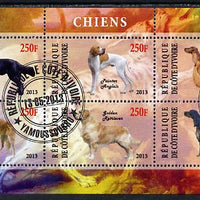 Ivory Coast 2013 Dogs #3 perf sheetlet containing 6 values fine cto used