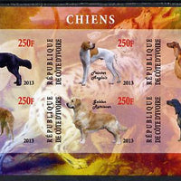 Ivory Coast 2013 Dogs #3 imperf sheetlet containing 6 values unmounted mint