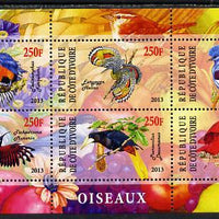 Ivory Coast 2013 Birds perf sheetlet containing 6 values unmounted mint