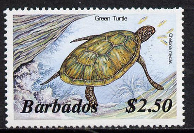 Barbados 1986 Green Turtle $2.50 (from Marine Life def set) without imprint date unmounted mint, SG 807A