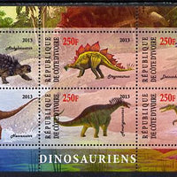 Ivory Coast 2013 Dinosaurs #2 perf sheetlet containing 6 values unmounted mint
