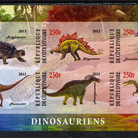 Ivory Coast 2013 Dinosaurs #2 imperf sheetlet containing 6 values unmounted mint