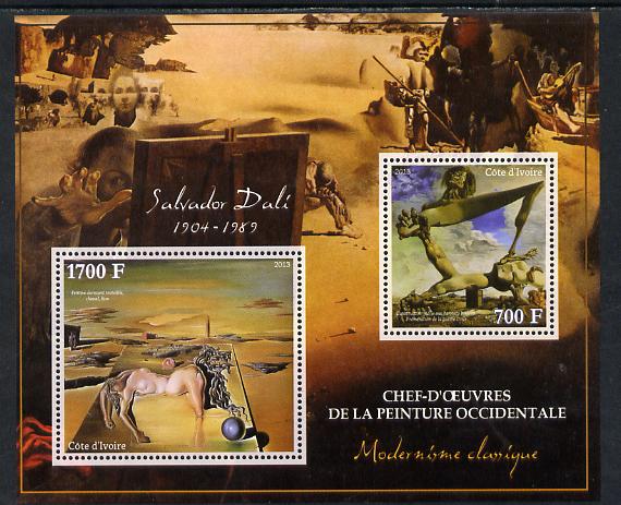 Ivory Coast 2013 Art Masterpieces from the Western World - Modernism - Salvador Dali perf sheetlet containing 2 values unmounted mint