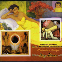 Ivory Coast 2013 Art Masterpieces from the Western World - Modernism - Diego Rivera imperf sheetlet containing 2 values unmounted mint