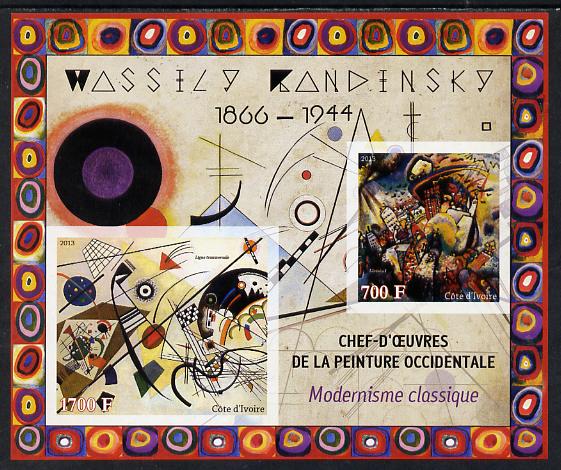 Ivory Coast 2013 Art Masterpieces from the Western World - Modernism - Wassily Kandinsky imperf sheetlet containing 2 values unmounted mint
