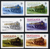 Tanzania 1986 Locomotive 3022 5s value (SG 430) unmounted mint imperf set of 6 progressive colour proofs each with 'Ameripex '86' opt in gold*
