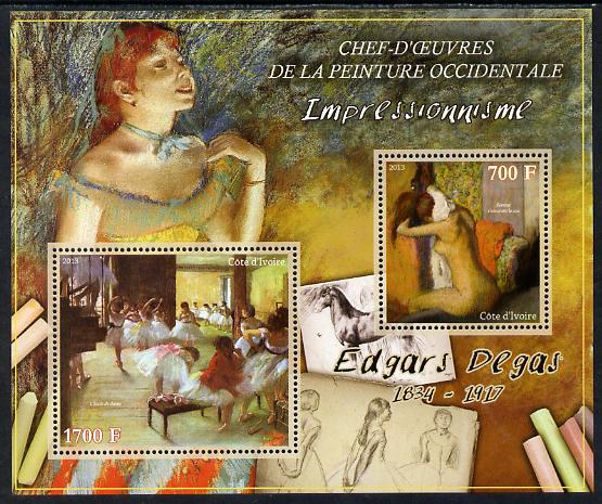 Ivory Coast 2013 Art Masterpieces from the Western World - Impressionism - Edgar Degas perf sheetlet containing 2 values unmounted mint