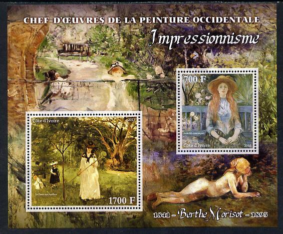 Ivory Coast 2013 Art Masterpieces from the Western World - Impressionism - Berthe Morisot perf sheetlet containing 2 values unmounted mint
