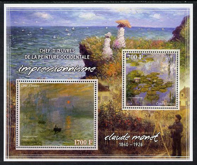 Ivory Coast 2013 Art Masterpieces from the Western World - Impressionism - Claude Monet perf sheetlet containing 2 values unmounted mint