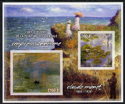 Ivory Coast 2013 Art Masterpieces from the Western World - Impressionism - Claude Monet imperf sheetlet containing 2 values unmounted mint