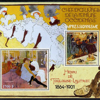Ivory Coast 2013 Art Masterpieces from the Western World - Impressionism - Henri Toulouse-Lautrec perf sheetlet containing 2 values unmounted mint