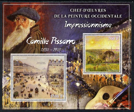 Ivory Coast 2013 Art Masterpieces from the Western World - Impressionism - Camille Pissarro perf sheetlet containing 2 values unmounted mint