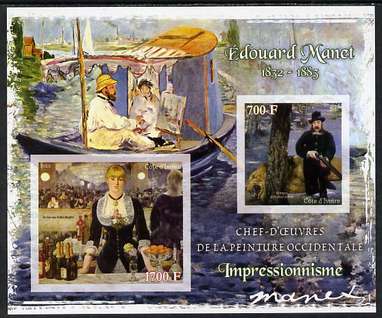 Ivory Coast 2013 Art Masterpieces from the Western World - Impressionism - Edouard Manet imperf sheetlet containing 2 values unmounted mint