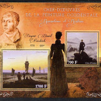 Ivory Coast 2013 Art Masterpieces from the Western World - Romanticism & Realism - Caspar David Friedrich perf sheetlet containing 2 values unmounted mint