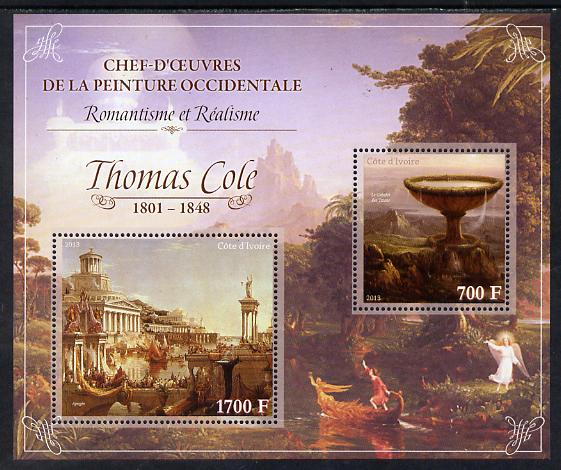 Ivory Coast 2013 Art Masterpieces from the Western World - Romanticism & Realism - Thomas Cole perf sheetlet containing 2 values unmounted mint