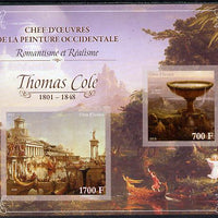 Ivory Coast 2013 Art Masterpieces from the Western World - Romanticism & Realism - Thomas Cole imperf sheetlet containing 2 values unmounted mint