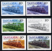 Tanzania 1986 Locomotive 6004 20s value (SG 432) unmounted mint imperf set of 6 progressive colour proofs each with 'Ameripex '86' opt in silver*