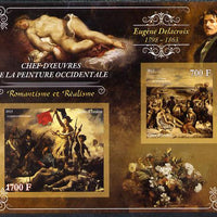 Ivory Coast 2013 Art Masterpieces from the Western World - Romanticism & Realism - Eugene Delacroix imperf sheetlet containing 2 values unmounted mint