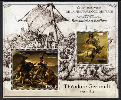 Ivory Coast 2013 Art Masterpieces from the Western World - Romanticism & Realism - Theodore Gericault perf sheetlet containing 2 values unmounted mint