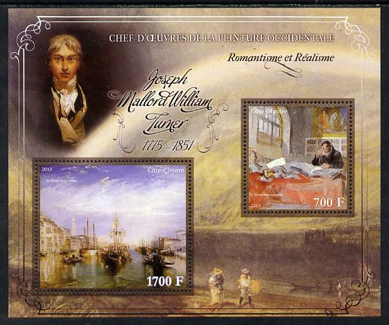 Ivory Coast 2013 Art Masterpieces from the Western World - Romanticism & Realism - Joseph Mallord William Turner perf sheetlet containing 2 values unmounted mint