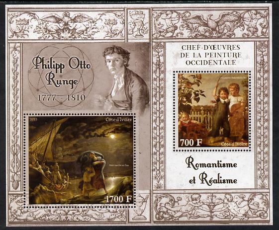 Ivory Coast 2013 Art Masterpieces from the Western World - Romanticism & Realism - Philipp Otto Runge perf sheetlet containing 2 values unmounted mint