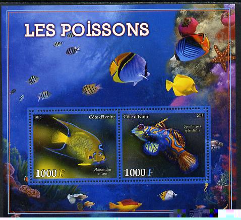 Ivory Coast 2013 Fish perf sheetlet containing 2 values unmounted mint