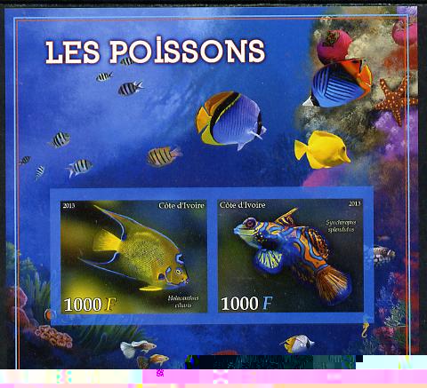 Ivory Coast 2013 Fish imperf sheetlet containing 2 values unmounted mint