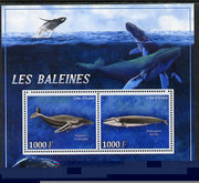Ivory Coast 2013 Whales perf sheetlet containing 2 values unmounted mint