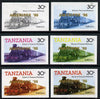 Tanzania 1986 Locomotive 3129 30s value (SG 433) unmounted mint imperf set of 6 progressive colour proofs each with 'Ameripex '86' opt in gold*