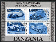 Tanzania 1986 Centenary of Motoring m/sheet unmounted mint perf colour proof in blue & black only (SG MS 460)