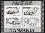 Tanzania 1986 Centenary of Motoring m/sheet unmounted mint perf colour proof in black only (SG MS 460)