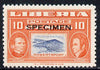 Liberia 1952 Ashmun 10c Robertsport perf proof in issued colours opt'd Specimen unmounted mint (as SG 720)