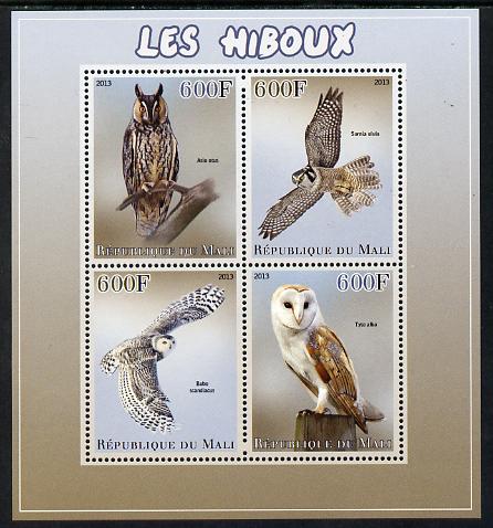 Mali 2013 Owls perf sheetlet containing 4 values unmounted mint