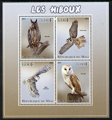 Mali 2013 Owls perf sheetlet containing 4 values unmounted mint