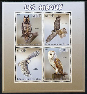 Mali 2013 Owls perf sheetlet containing 4 values unmounted mint