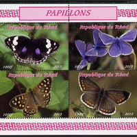 Chad 2013 Butterflies #02 perf sheetlet containing 4 values unmounted mint. Note this item is privately produced and is offered purely on its thematic appeal
