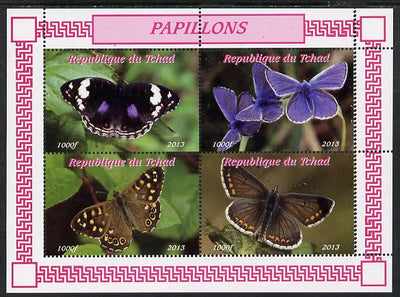 Chad 2013 Butterflies #02 perf sheetlet containing 4 values unmounted mint. Note this item is privately produced and is offered purely on its thematic appeal